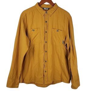 Stio Miter Shirt Mens Large Ochre Gold Lightweight Flannel Long Sleeve Button